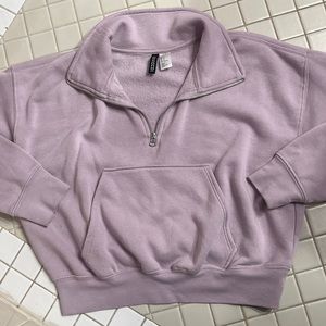 H&M Quarter Zip Lavender Cropped Sweatshirt
